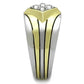 MATK1610 - Two-Tone IP Gold (Ion Plating) Stainless Steel Ring with Top Grade Crystal  in Clear