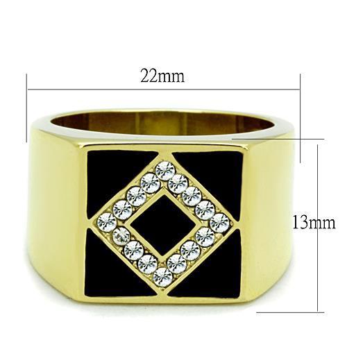 MATK1613 - IP Gold(Ion Plating) Stainless Steel Ring with Top Grade Crystal  in Clear