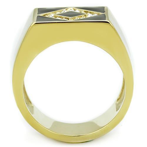 MATK1613 - IP Gold(Ion Plating) Stainless Steel Ring with Top Grade Crystal  in Clear