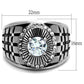 MATK1614 - High polished (no plating) Stainless Steel Ring with AAA Grade CZ  in Clear