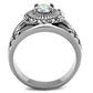 MATK1614 - High polished (no plating) Stainless Steel Ring with AAA Grade CZ  in Clear