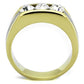 MATK1615 - Two-Tone IP Gold (Ion Plating) Stainless Steel Ring with Top Grade Crystal  in Clear