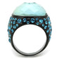 MATK1617 - IP Black(Ion Plating) Stainless Steel Ring with Synthetic Synthetic Glass in Sea Blue