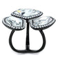 MATK1619 - IP Black(Ion Plating) Stainless Steel Ring with Top Grade Crystal  in Clear