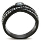 MATK1620 - IP Black(Ion Plating) Stainless Steel Ring with Top Grade Crystal  in Hematite