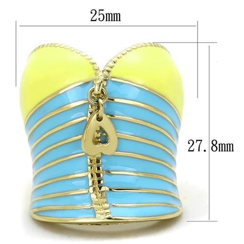 MATK1623 - IP Gold(Ion Plating) Stainless Steel Ring with Epoxy  in Multi Color