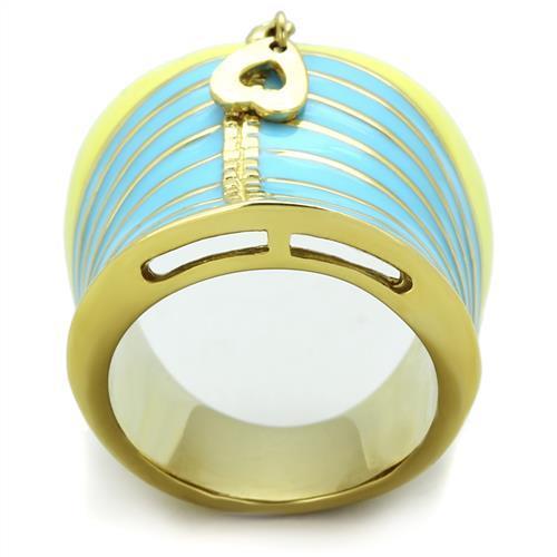 MATK1623 - IP Gold(Ion Plating) Stainless Steel Ring with Epoxy  in Multi Color