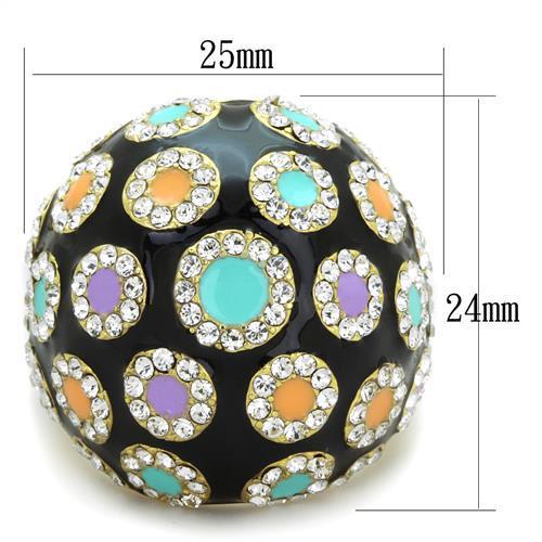 MATK1625 - IP Gold(Ion Plating) Stainless Steel Ring with Top Grade Crystal  in Clear