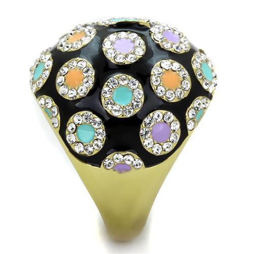 MATK1625 - IP Gold(Ion Plating) Stainless Steel Ring with Top Grade Crystal  in Clear