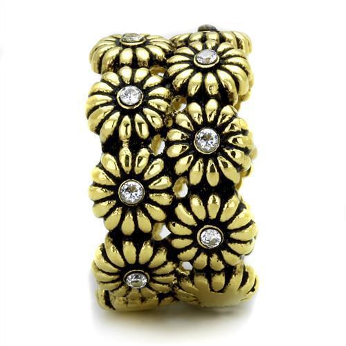 MATK1626 - IP Gold(Ion Plating) Stainless Steel Ring with AAA Grade CZ  in Clear