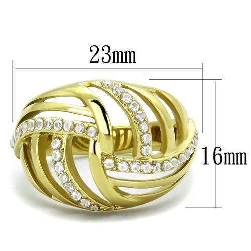 MATK1627 - IP Gold(Ion Plating) Stainless Steel Ring with AAA Grade CZ  in Clear