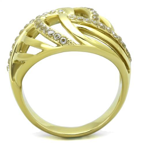MATK1627 - IP Gold(Ion Plating) Stainless Steel Ring with AAA Grade CZ  in Clear