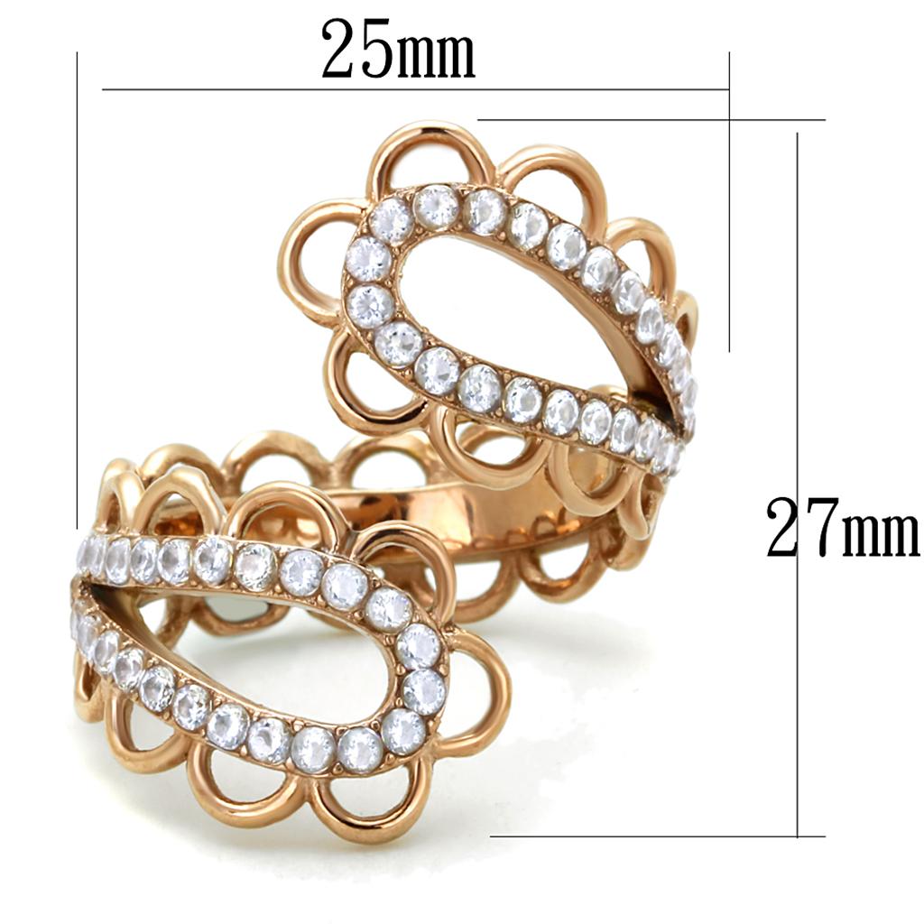 MATK1633 - IP Rose Gold(Ion Plating) Stainless Steel Ring with AAA Grade CZ  in Clear