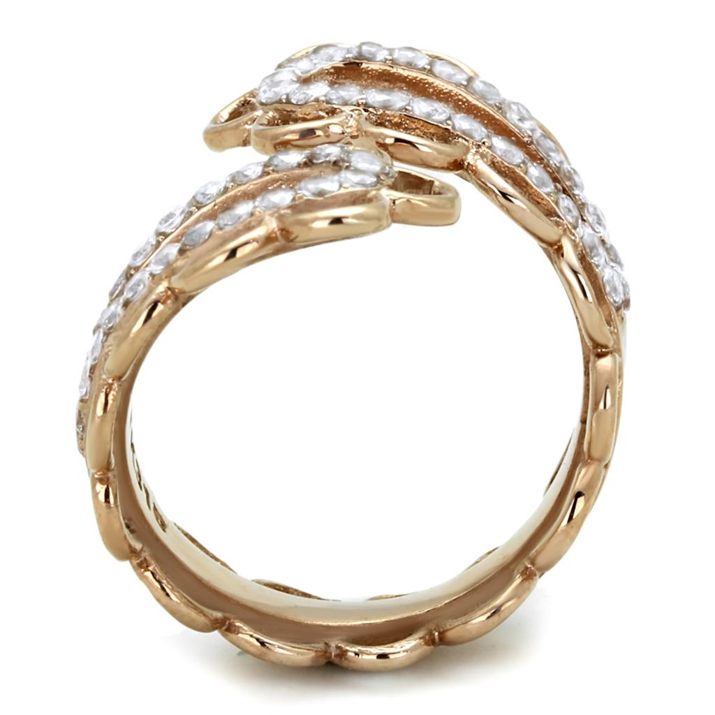 MATK1633 - IP Rose Gold(Ion Plating) Stainless Steel Ring with AAA Grade CZ  in Clear