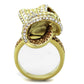 MATK1635 - IP Gold(Ion Plating) Stainless Steel Ring with Top Grade Crystal  in Multi Color