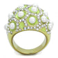 MATK1636 - IP Gold(Ion Plating) Stainless Steel Ring with Synthetic Pearl in White
