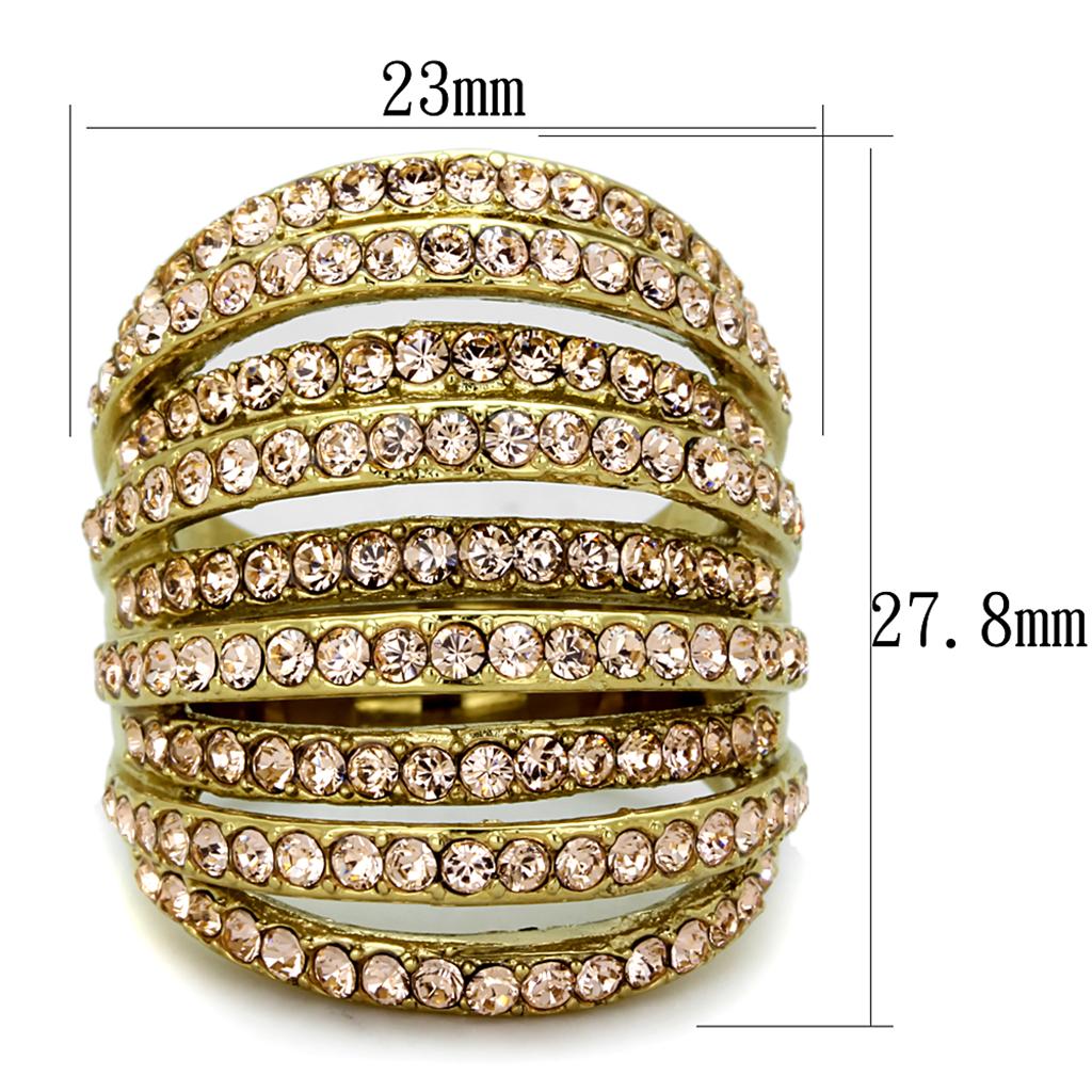 MATK1637 - IP Gold(Ion Plating) Stainless Steel Ring with Top Grade Crystal  in Light Peach