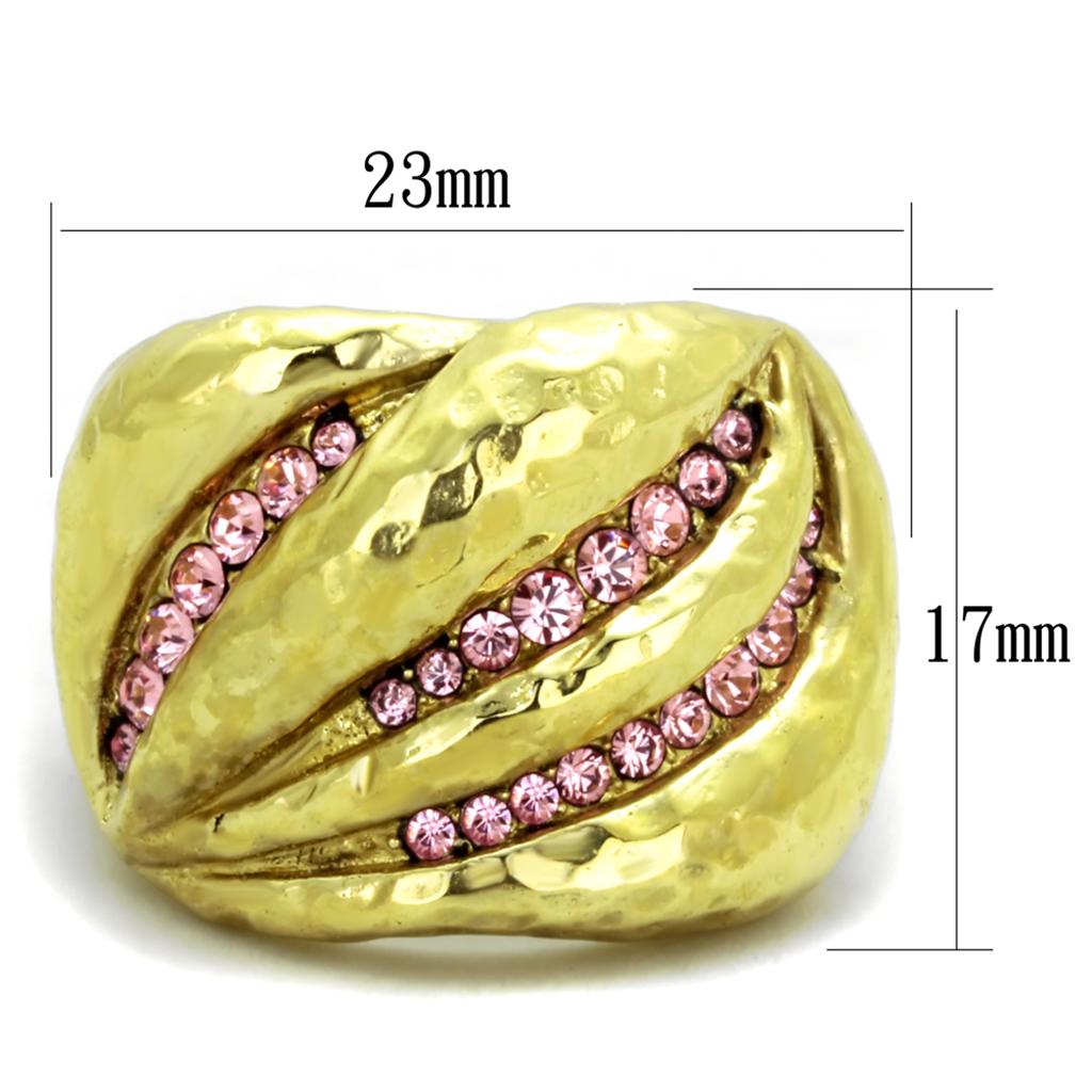 MATK1638 - IP Gold(Ion Plating) Stainless Steel Ring with Top Grade Crystal  in Light Rose
