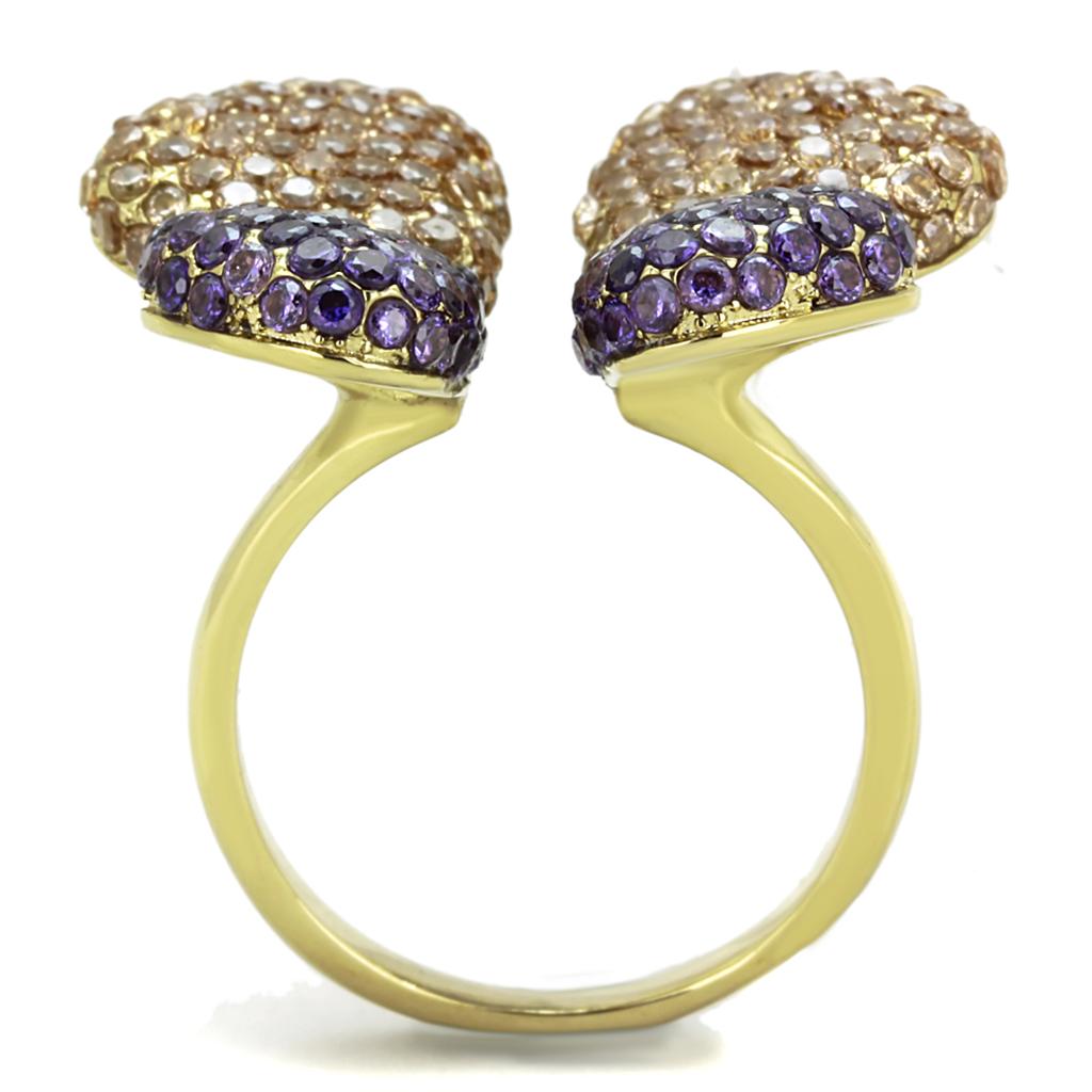 MATK1639 - IP Gold(Ion Plating) Stainless Steel Ring with AAA Grade CZ  in Multi Color