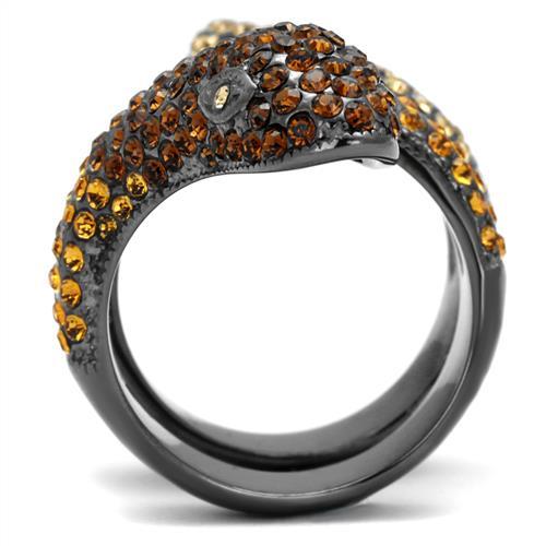 MATK1641LJ - IP Light Black  (IP Gun) Stainless Steel Ring with Top Grade Crystal  in Multi Color