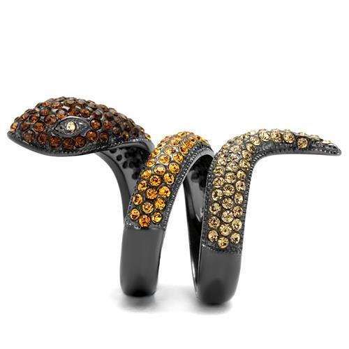 MATK1641LJ - IP Light Black  (IP Gun) Stainless Steel Ring with Top Grade Crystal  in Multi Color