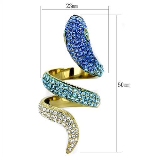 MATK1641 - IP Gold(Ion Plating) Stainless Steel Ring with Top Grade Crystal  in Multi Color