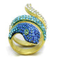 MATK1641 - IP Gold(Ion Plating) Stainless Steel Ring with Top Grade Crystal  in Multi Color