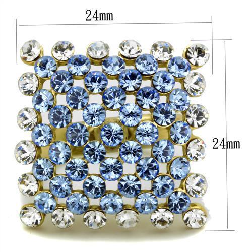 MATK1643 - IP Gold(Ion Plating) Stainless Steel Ring with Top Grade Crystal  in Light Sapphire