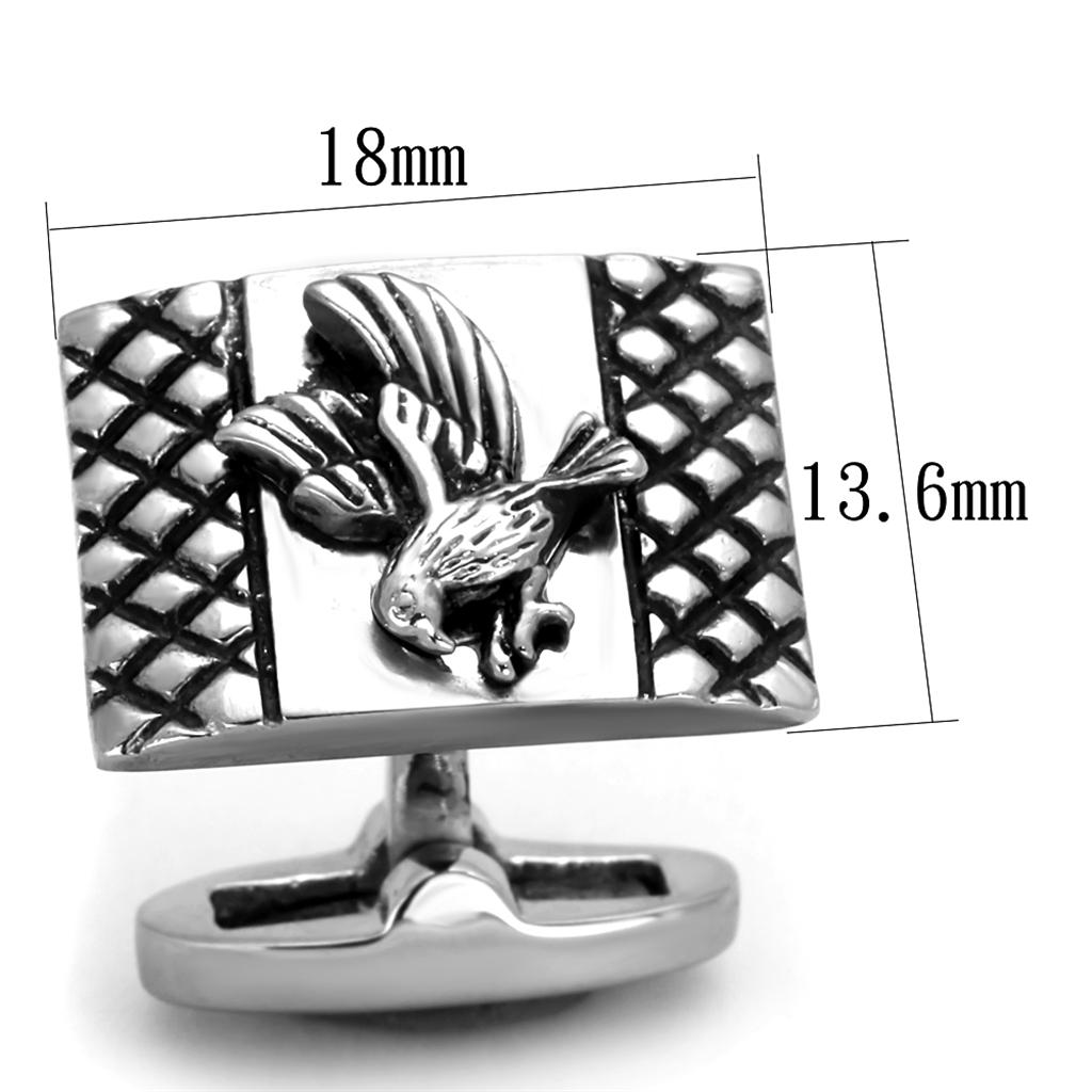 MATK1655 - High polished (no plating) Stainless Steel Cufflink with No Stone