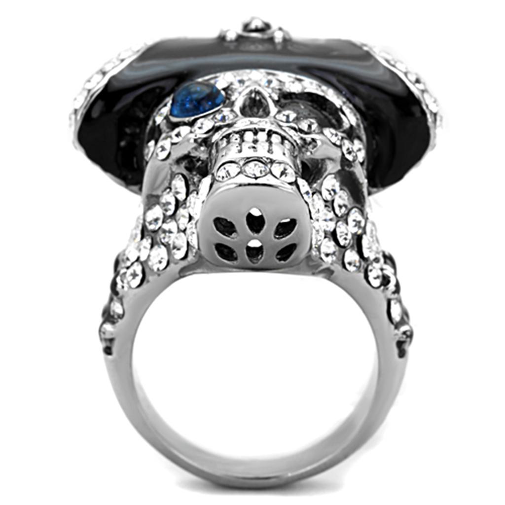 MATK1659 - Two-Tone IP Black Stainless Steel Ring with Synthetic Synthetic Glass in Montana