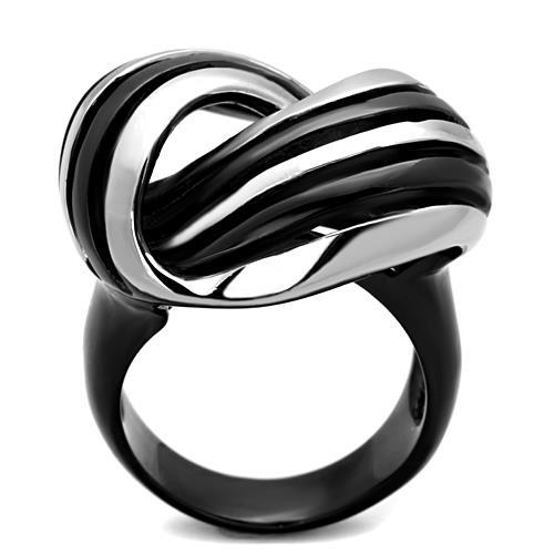 MATK1660 - Two-Tone IP Black Stainless Steel Ring with No Stone