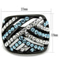 MATK1663 - Two-Tone IP Black Stainless Steel Ring with Top Grade Crystal  in Sea Blue