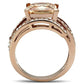 MATK1665 - IP Rose Gold(Ion Plating) Stainless Steel Ring with AAA Grade CZ  in Champagne