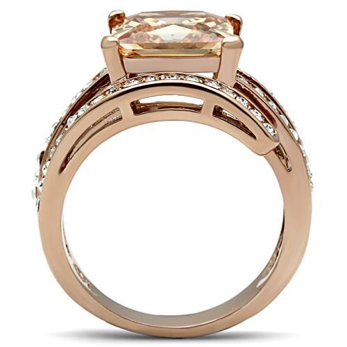 MATK1665 - IP Rose Gold(Ion Plating) Stainless Steel Ring with AAA Grade CZ  in Champagne