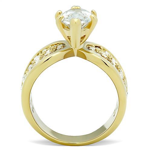 MATK1672 - IP Gold(Ion Plating) Stainless Steel Ring with AAA Grade CZ  in Clear