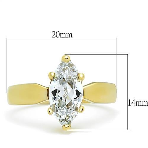 MATK1673 - IP Gold(Ion Plating) Stainless Steel Ring with AAA Grade CZ  in Clear