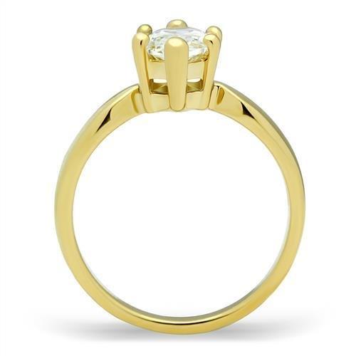 MATK1673 - IP Gold(Ion Plating) Stainless Steel Ring with AAA Grade CZ  in Clear