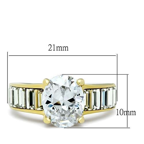 MATK1675 - IP Gold(Ion Plating) Stainless Steel Ring with AAA Grade CZ  in Clear