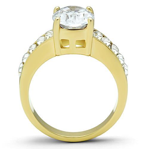 MATK1675 - IP Gold(Ion Plating) Stainless Steel Ring with AAA Grade CZ  in Clear