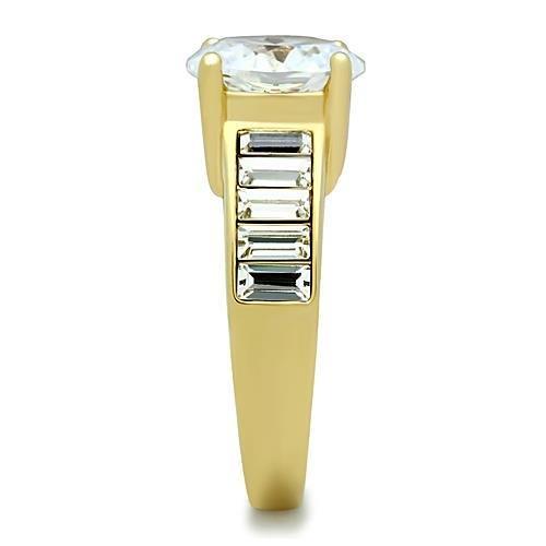 MATK1675 - IP Gold(Ion Plating) Stainless Steel Ring with AAA Grade CZ  in Clear