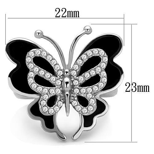 MATK1676 - High polished (no plating) Stainless Steel Ring with Top Grade Crystal  in Clear