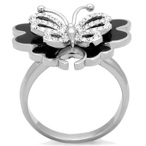 MATK1676 - High polished (no plating) Stainless Steel Ring with Top Grade Crystal  in Clear