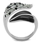 MATK1678 - High polished (no plating) Stainless Steel Ring with Top Grade Crystal  in Jet