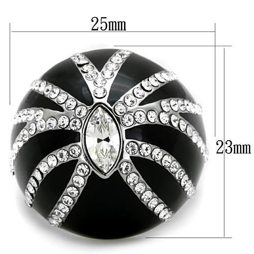 MATK1679 - High polished (no plating) Stainless Steel Ring with Top Grade Crystal  in Clear