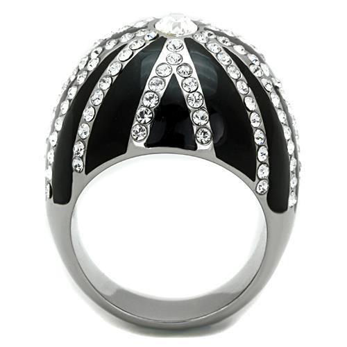 MATK1679 - High polished (no plating) Stainless Steel Ring with Top Grade Crystal  in Clear