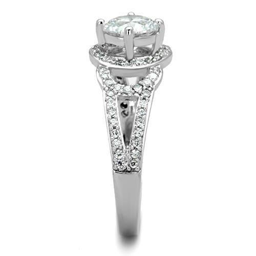 MATK1681 - High polished (no plating) Stainless Steel Ring with AAA Grade CZ  in Clear