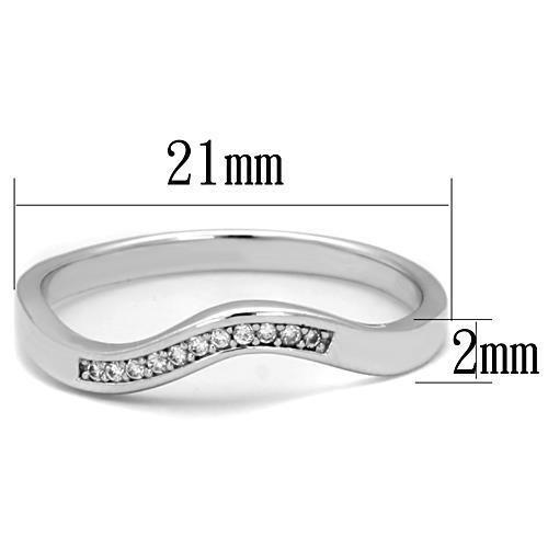 MATK1682 - High polished (no plating) Stainless Steel Ring with AAA Grade CZ  in Clear