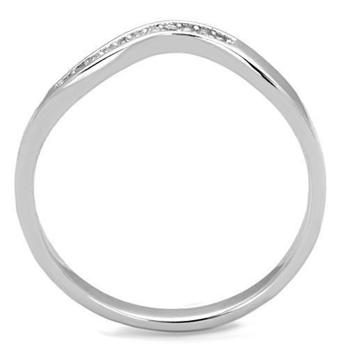 MATK1682 - High polished (no plating) Stainless Steel Ring with AAA Grade CZ  in Clear