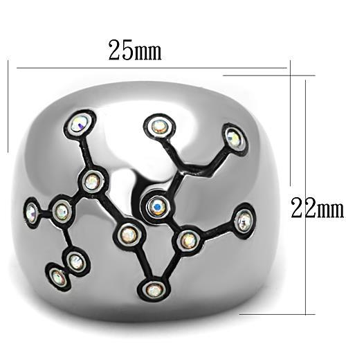 MATK1685 - High polished (no plating) Stainless Steel Ring with Top Grade Crystal  in White AB