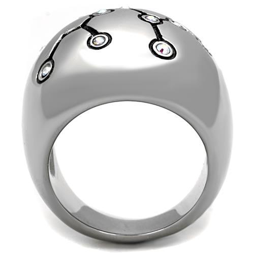 MATK1685 - High polished (no plating) Stainless Steel Ring with Top Grade Crystal  in White AB